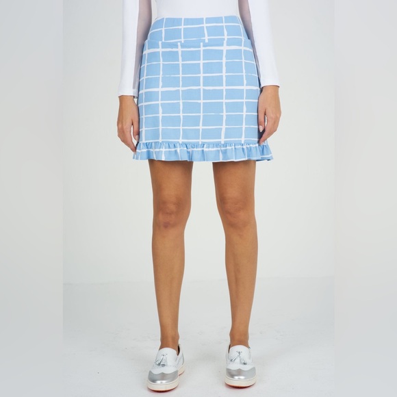 IBKUL Skort Women's Small Periwinkle/White Cordova Ruffle Trim Skort UPF 50 - Picture 1 of 6
